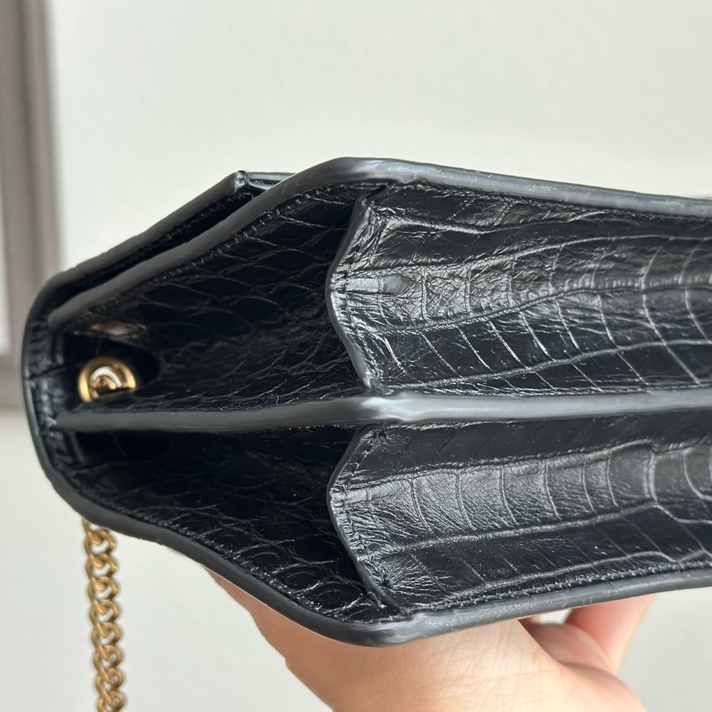 Yves Saint Laurent Black Croc-Pattern Crossbody Bag - Picture 3 of 16